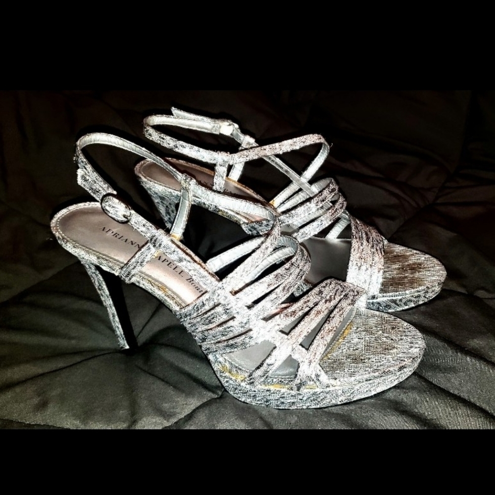 Shiny silver high heels